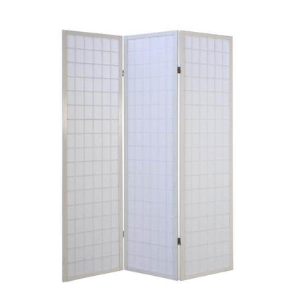 3 fach Holz Paravent Raumteiler Shoji weiss - Palo24