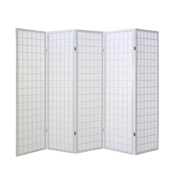 5fach Holz Paravent Raumteiler Trennwand Shoji Faltbar Weiss - Palo24