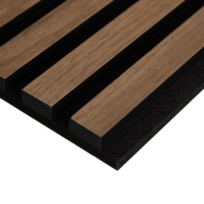 4er-Set | Akustikpaneele Wandpaneele 60 x 60 cm Braun Walnuss | Holz | 3D Leisten - Palo24