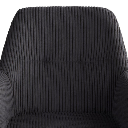 Polsterstuhl Cord Grau | einzeln | drehbar | mit Armlehnen | Küche Esszimmer Büro