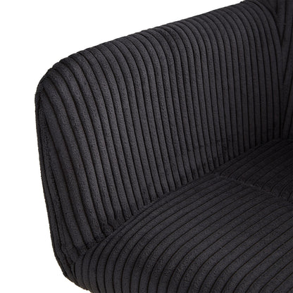 Polsterstuhl Cord Grau | einzeln | drehbar | mit Armlehnen | Küche Esszimmer Büro