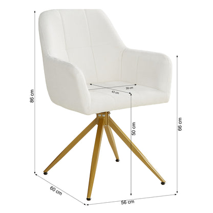 Polsterstuhl Bouclé Beige | einzeln | drehbar | mit Armlehnen | Küche Esszimmer Büro
