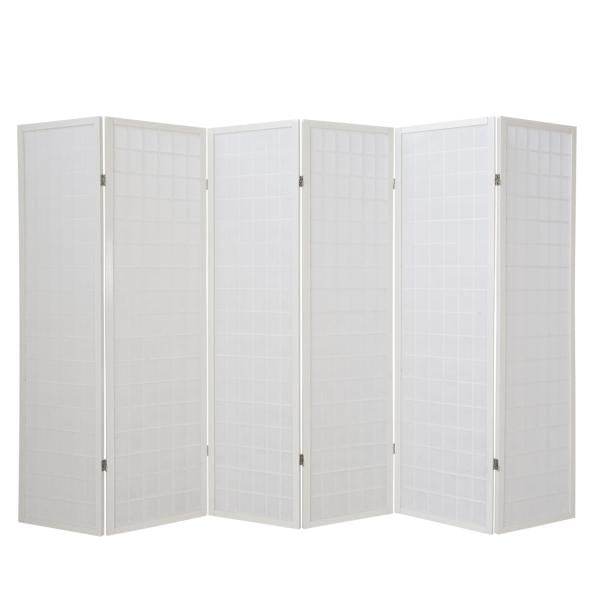 6 fach Holz Paravent Raumteiler 8026 Shoji weiss - Palo24