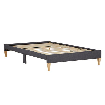 Polsterbett 90x200 cm Grau | Futonbett | mit Lattenrost | mit Matratze | Stoffbett