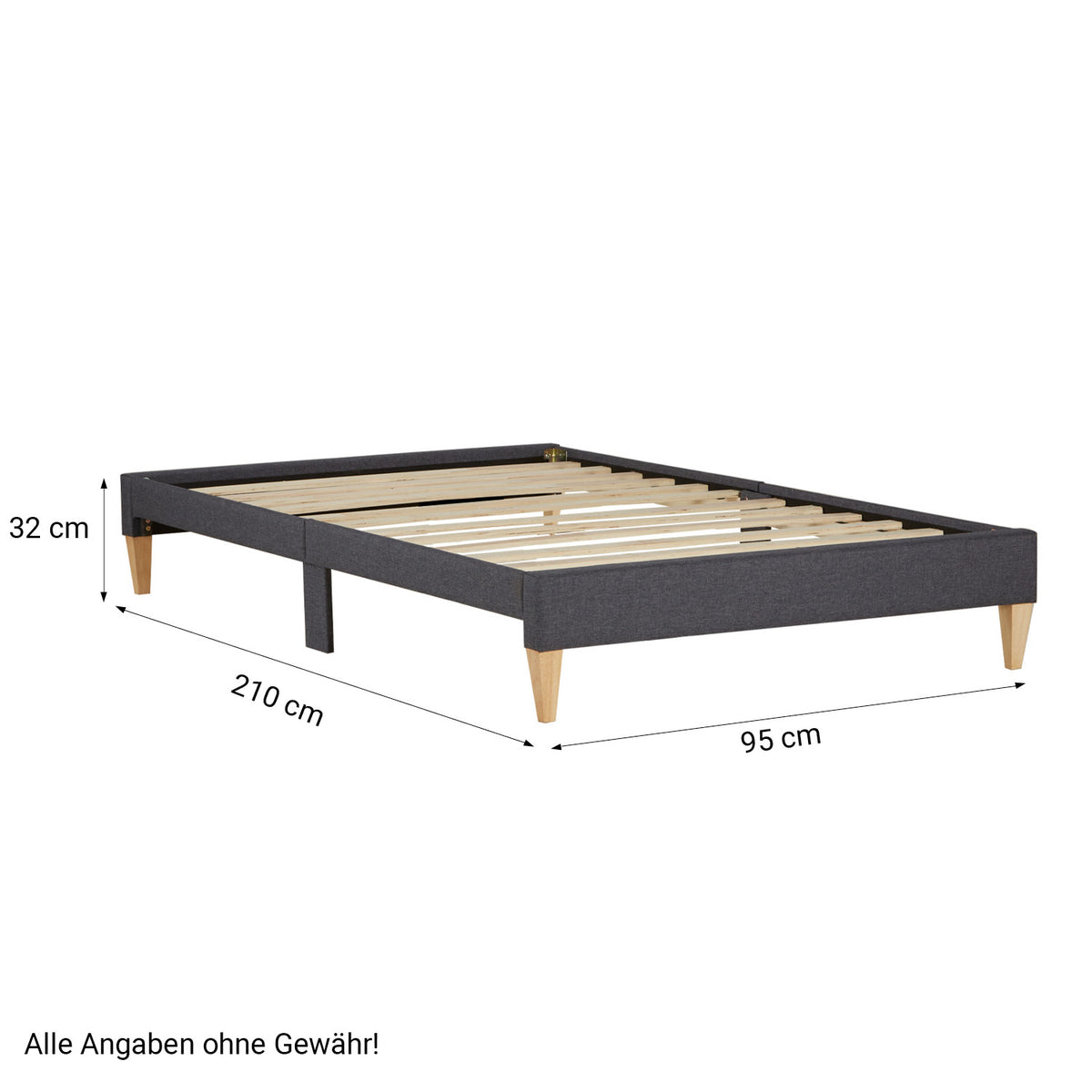Polsterbett 90x200 cm Grau | Futonbett | mit Lattenrost | mit Matratze | Stoffbett