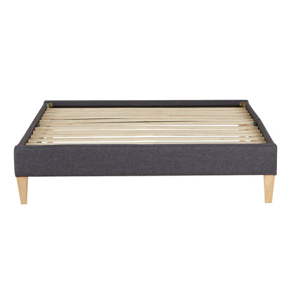 Polsterbett 90x200 cm Grau | Futonbett | mit Lattenrost | mit Matratze | Stoffbett