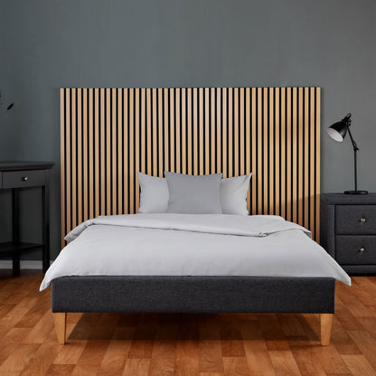 Polsterbett 90x200 cm Grau | Futonbett | mit Lattenrost | mit Matratze | Stoffbett