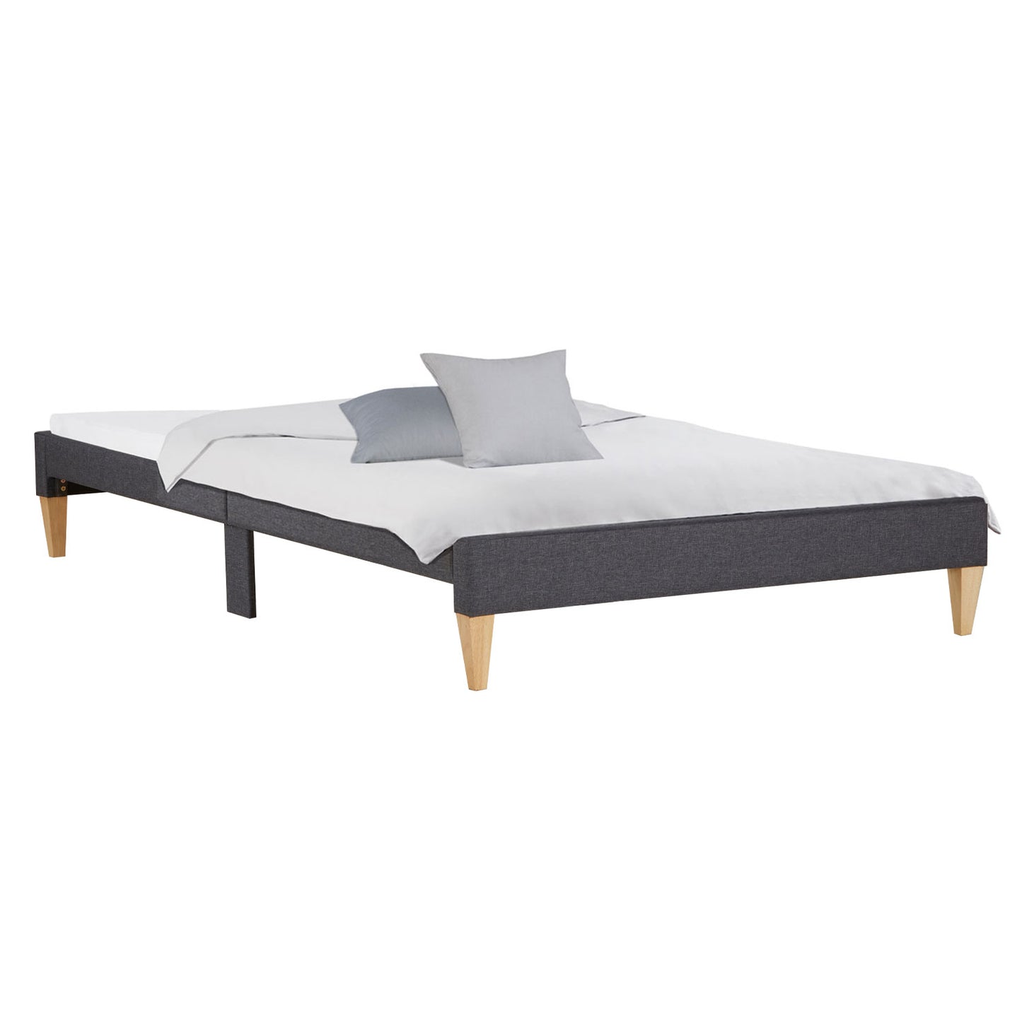 Polsterbett 140x200 cm Grau | Futonbett | mit Lattenrost | mit Matratze | Doppelbett Stoffbett