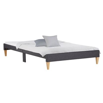 Polsterbett 140x200 cm Grau | Futonbett | mit Lattenrost | mit Matratze | Doppelbett Stoffbett