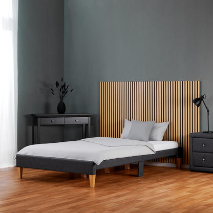Polsterbett 140x200 cm Grau | Futonbett | mit Lattenrost | mit Matratze | Doppelbett Stoffbett