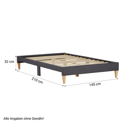 Polsterbett 140x200 cm Grau | Futonbett | mit Lattenrost | mit Matratze | Doppelbett Stoffbett
