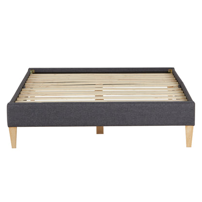Polsterbett 140x200 cm Grau | Futonbett | mit Lattenrost | mit Matratze | Doppelbett Stoffbett