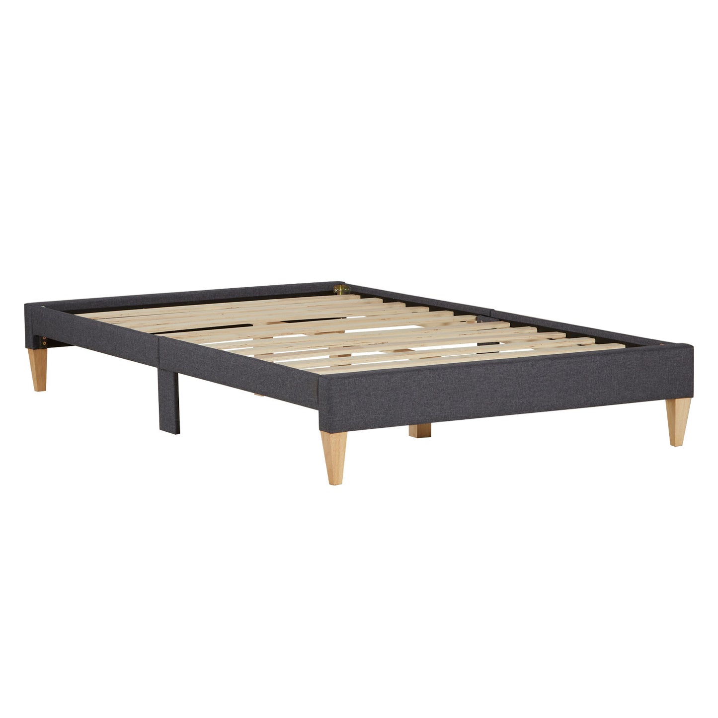Polsterbett 140x200 cm Grau | Futonbett | mit Lattenrost | mit Matratze | Doppelbett Stoffbett