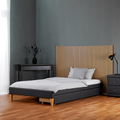 Polsterbett 140x200 cm Grau | Futonbett | mit Lattenrost | mit Matratze | mit 2 Bettkästen