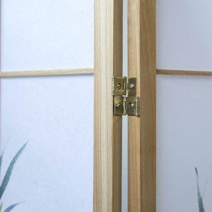 3 fach Holz Paravent Raumteiler natur Bambusmuster - Palo24