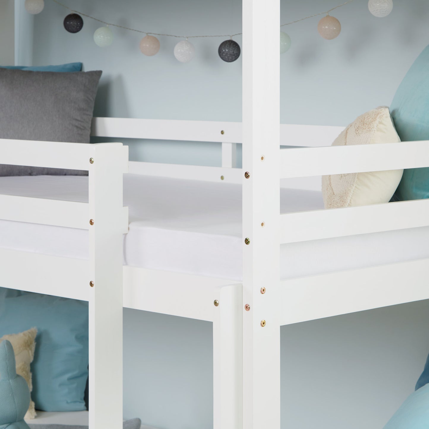 Etagenbett mit Matratzen 90x200 cm mit Bettkasten Dreifachbett Weiss