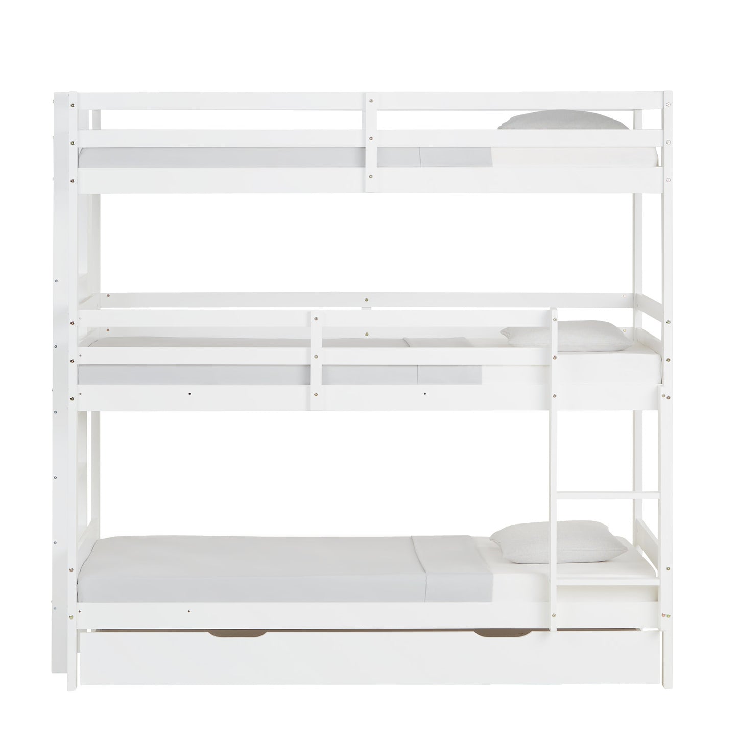 Etagenbett mit Matratzen 90x200 cm mit Bettkasten Dreifachbett Weiss