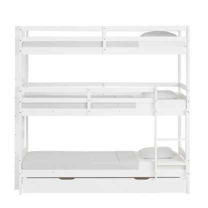 Etagenbett mit Matratzen 90x200 cm mit Bettkasten Dreifachbett Weiss