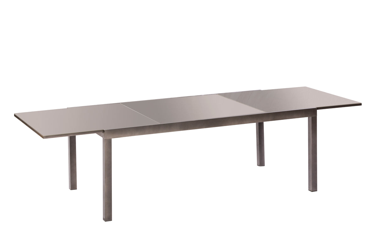 Table à rallonge SORRENTO 200/300x110cm, aluminium graphite + verre