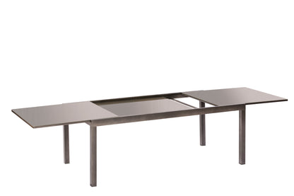 Table à rallonge SORRENTO 200/300x110cm, aluminium graphite + verre