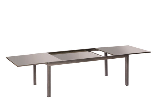Table à rallonge SORRENTO 200/300x110cm, aluminium graphite + verre