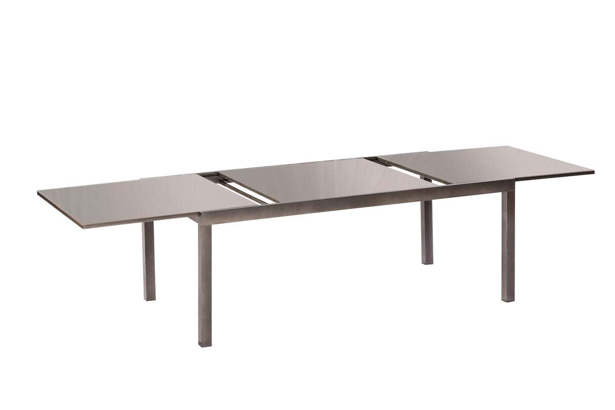 Table à rallonge SORRENTO 200/300x110cm, aluminium graphite + verre