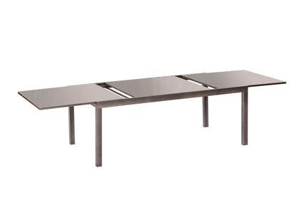 Table à rallonge SORRENTO 200/300x110cm, aluminium graphite + verre