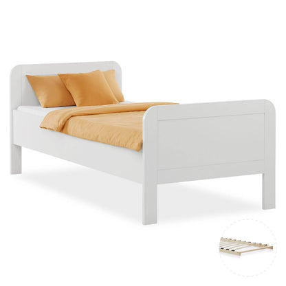 Komfortbett 90x200 mit Lattenrost Seniorenbett Höhenverstellbar Holzbett Weiss - Palo24