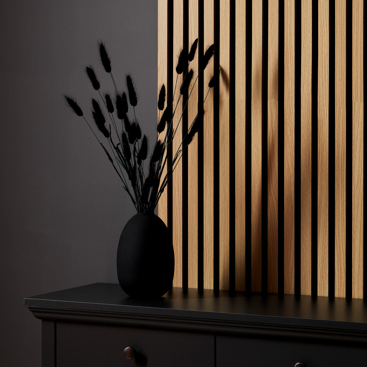4er-Set Akustikpaneele Wandpaneele 60 x 60 cm Natur Eiche Holz 3D Leisten - Palo24