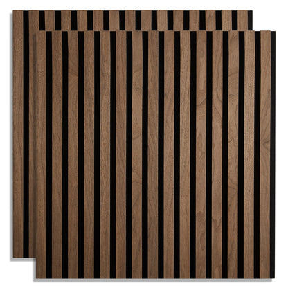 2er-Set |Akustikpaneele Wandpaneele 60 x 60 cm Braun Walnuss | Holz | 3D Leisten - Palo24