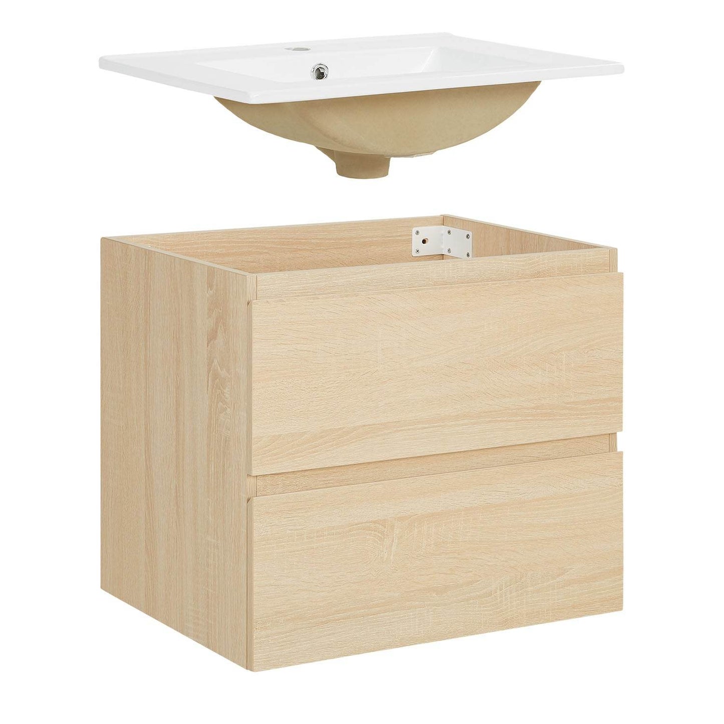 Badmöbel Set 3 tlg. Waschtisch 60 cm Holz Eiche - Palo24