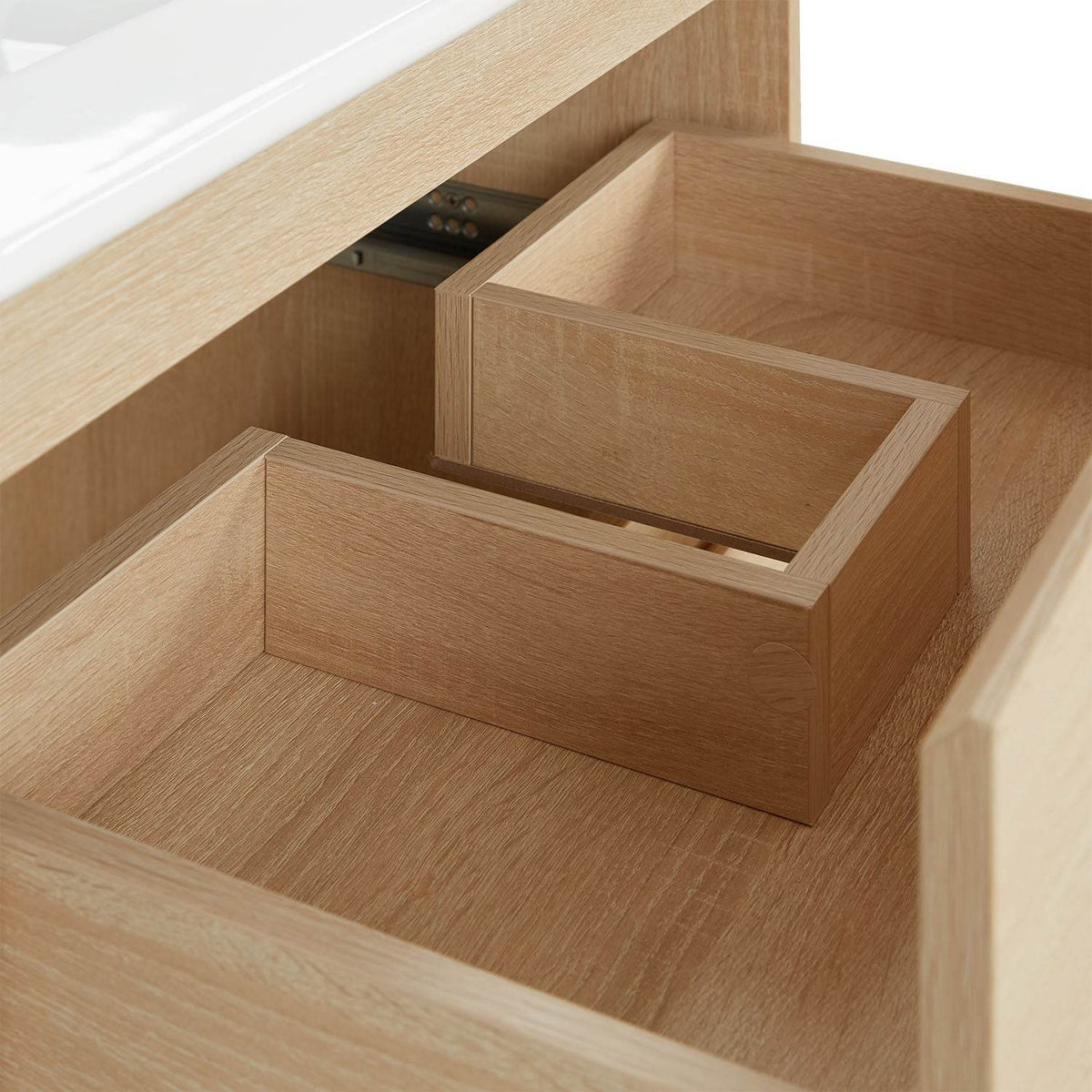 Badmöbel Set 3 tlg. Waschtisch 60 cm Holz Eiche - Palo24