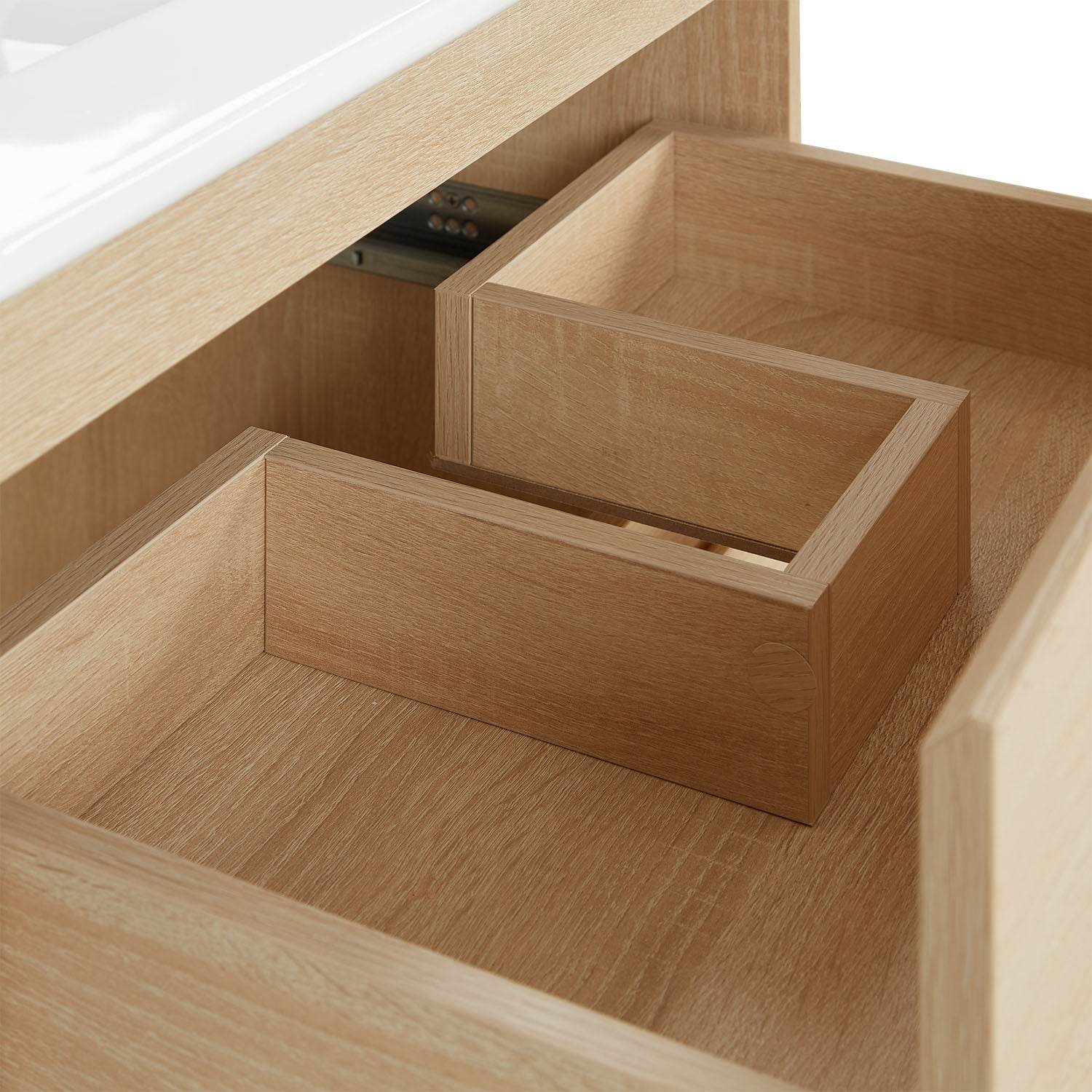 Badmöbel Set 3 tlg. Waschtisch 60 cm Holz Eiche - Palo24