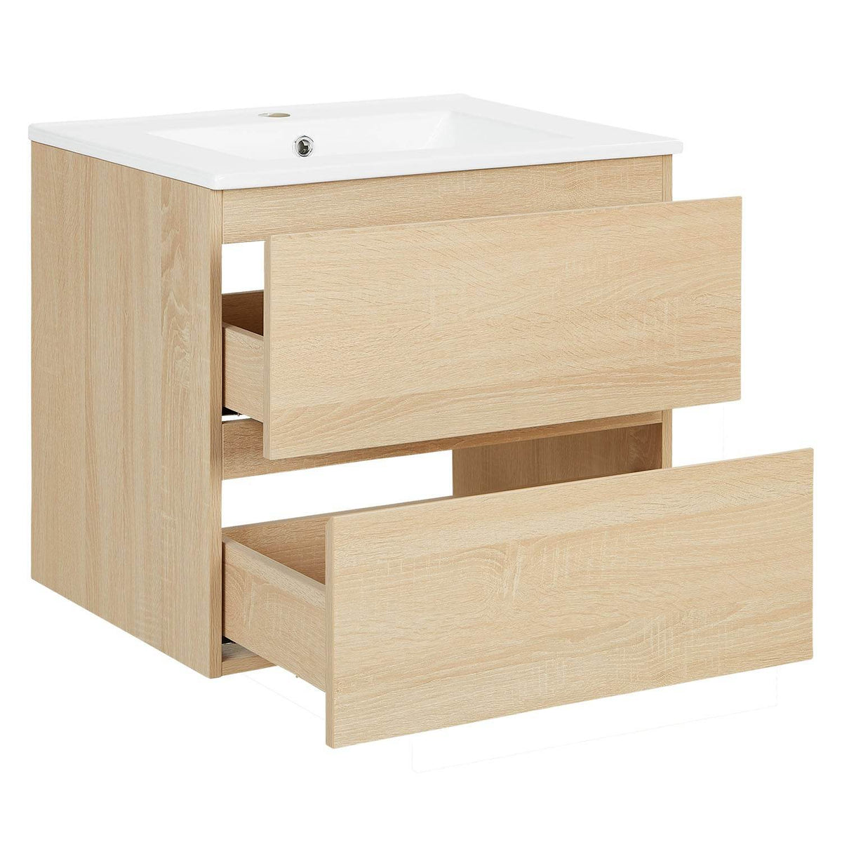 Badmöbel Set 3 tlg. Waschtisch 60 cm Holz Eiche - Palo24