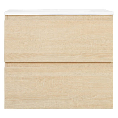 Badmöbel Set 3 tlg. Waschtisch 60 cm Holz Eiche - Palo24