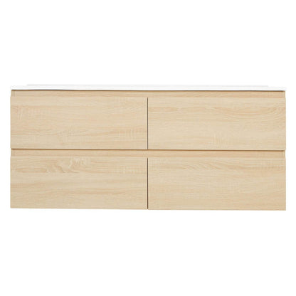 Badmöbel Set 3 tlg. Doppelwaschtisch 120 cm Holz Eiche - Palo24