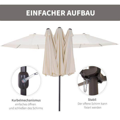 Sonnenschirm mit Handkurbel Oval Metall + Polyester Cremeweiss - Palo24