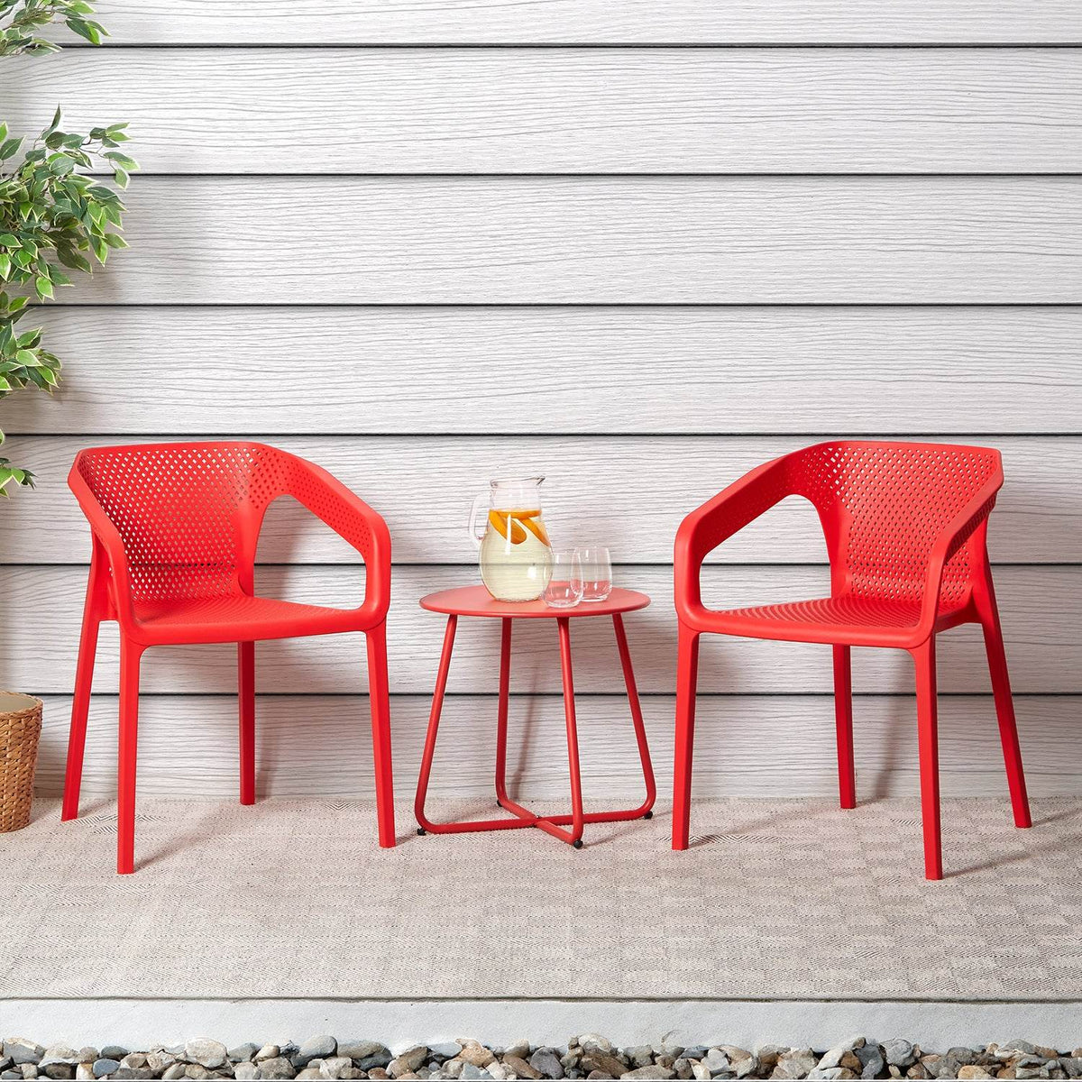 Balkonmöbel Set Sitzgruppe Garten Set Loungemöbel Rot - Palo24