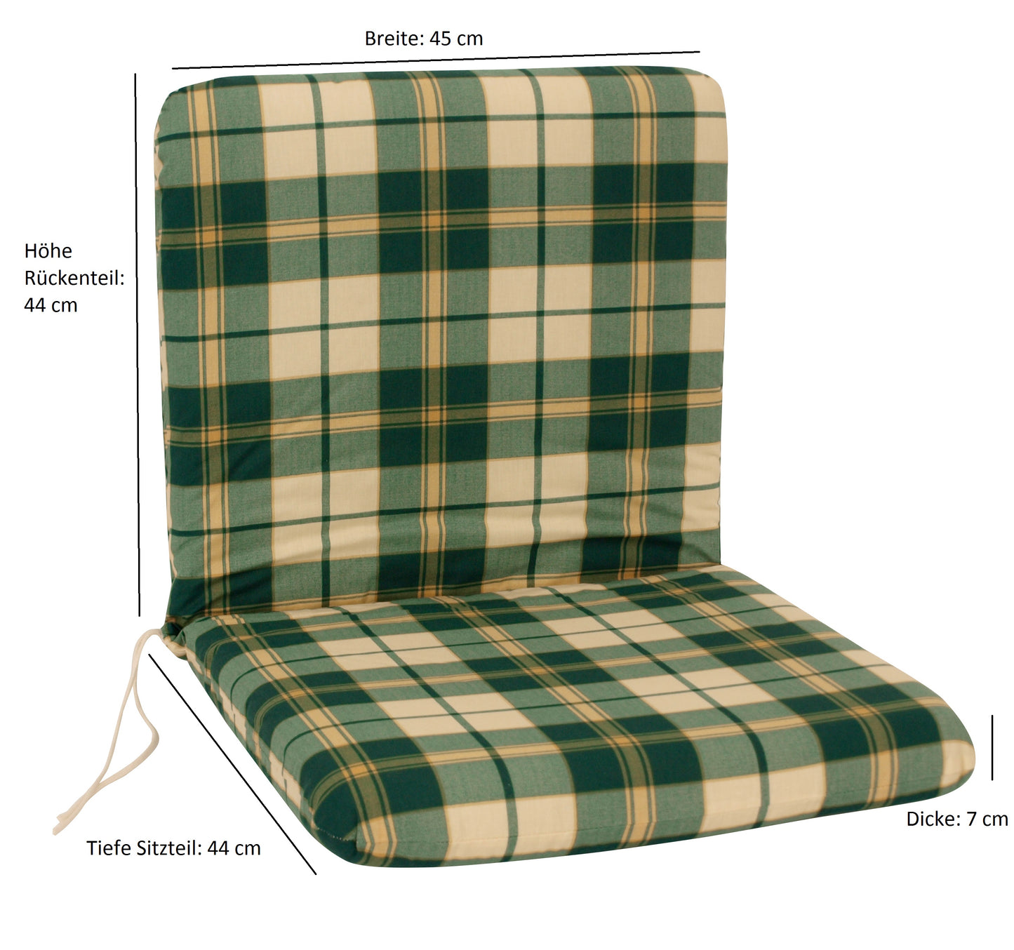 Auflage BOSTON für Sessel, grün/beige kariert