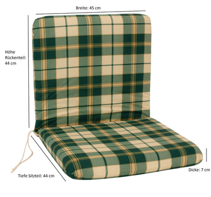 Auflage BOSTON für Sessel, grün/beige kariert