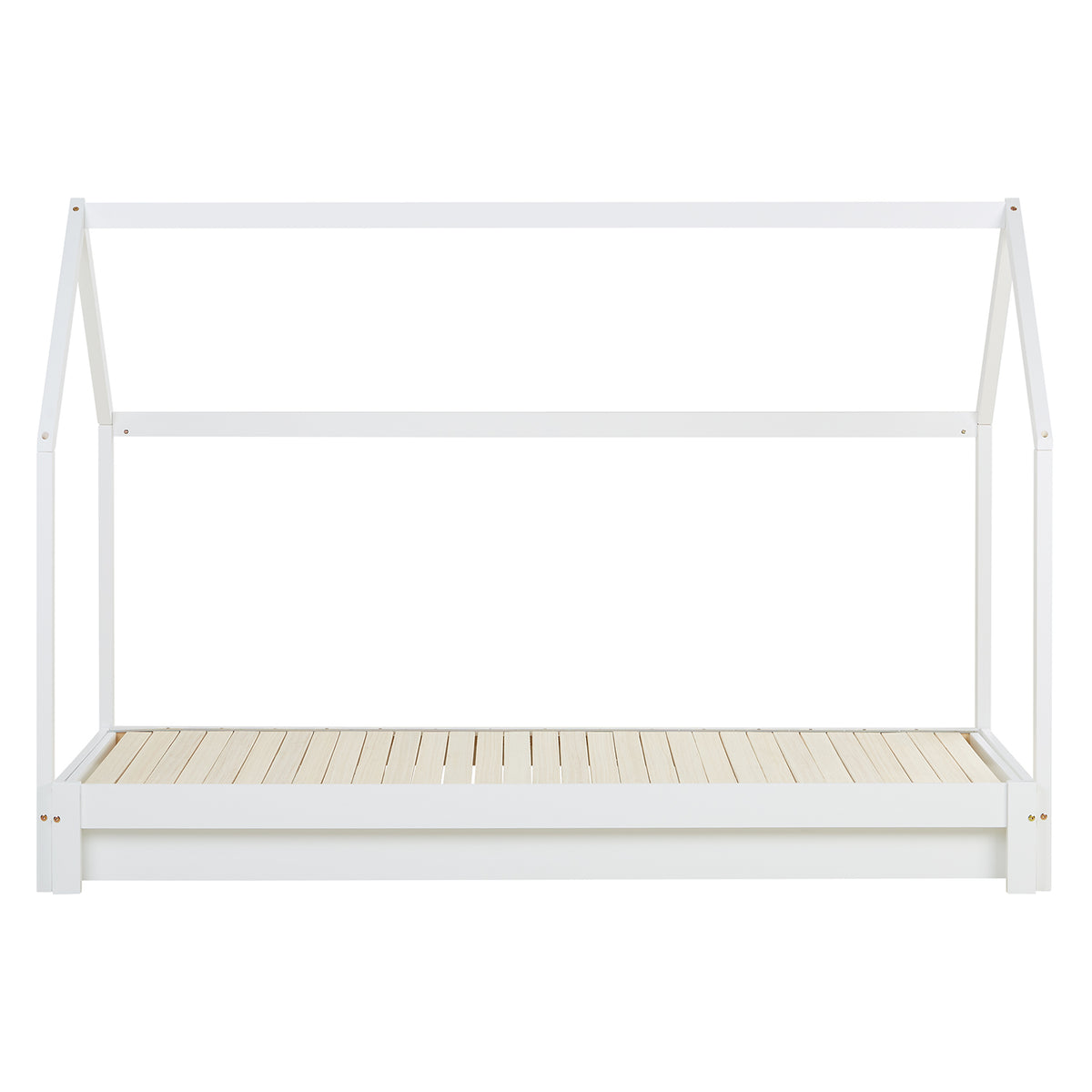 Hausbett 90x200 cm Weiss | Funktionsbett ausziehbar zum Doppelbett | mit Lattenrost | mit Matratzen