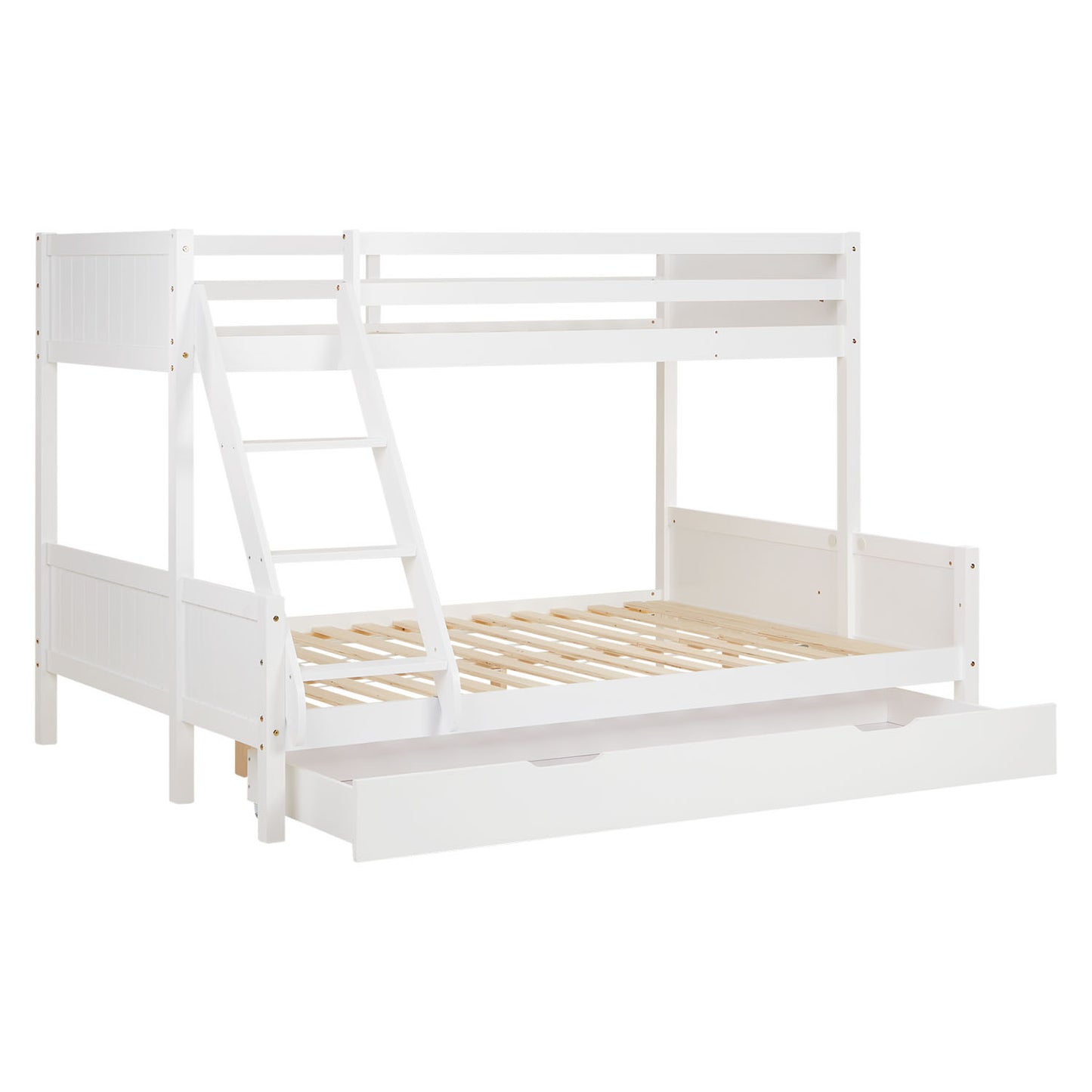Etagenbett 2 Liegeflächen 90x200 cm und 140x200 cm Weiss | mit Bettkasten | mit Lattenrost
