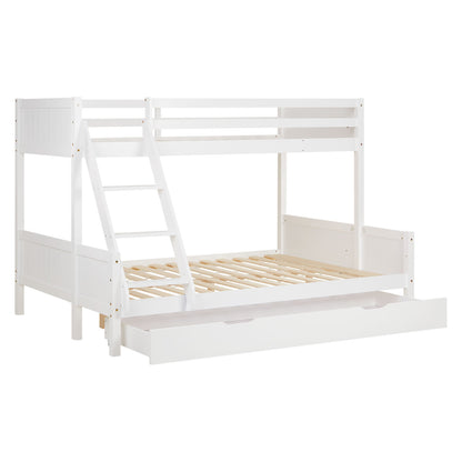 Etagenbett 2 Liegeflächen 90x200 cm und 140x200 cm Weiss | mit Bettkasten | mit Lattenrost