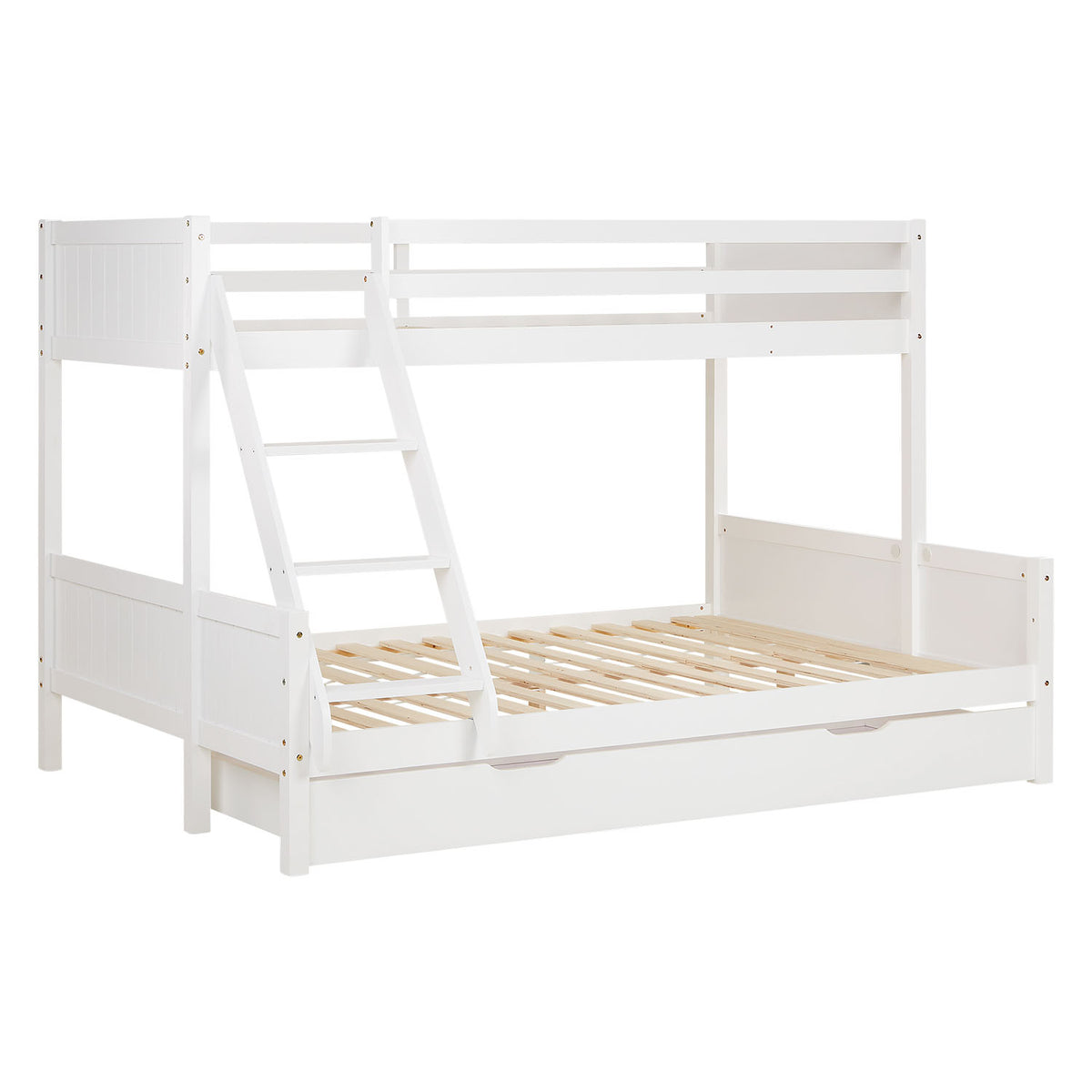 Etagenbett 2 Liegeflächen 90x200 cm und 140x200 cm Weiss | mit Bettkasten | mit Lattenrost