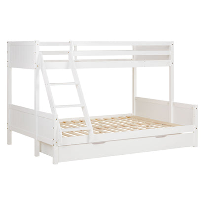 Etagenbett 2 Liegeflächen 90x200 cm und 140x200 cm Weiss | mit Bettkasten | mit Lattenrost