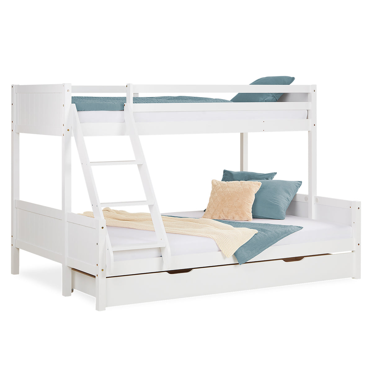 Kinderbett mit 2 Matratzen Etagenbett 90x200 und 140x200 mit Bettkasten Weiss