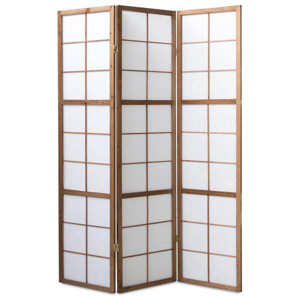3 fach Holz Paravent Raumteiler tabak - Palo24