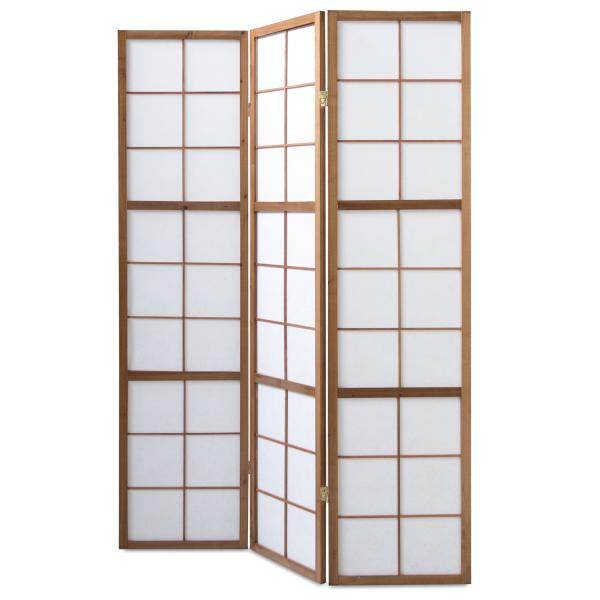 3 fach Holz Paravent Raumteiler tabak - Palo24