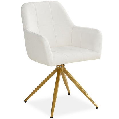Polsterstuhl Bouclé Beige | 6er Set | drehbar | mit Armlehnen | Küche Esszimmer Büro