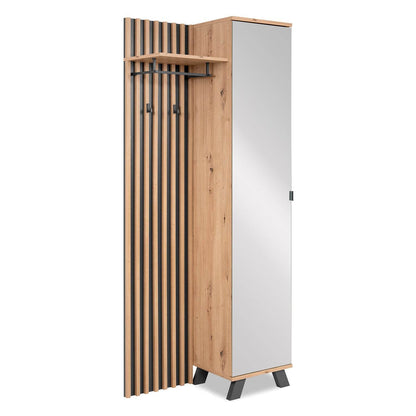 Garderobe Kleiderständer mit Spiegel Garderobenschrank Holz Eiche - Palo24